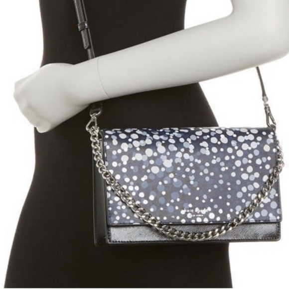 Kate Spade Cameron Convertible Crossbody Black with Multi-Colored Dots - Picture 1 of 8